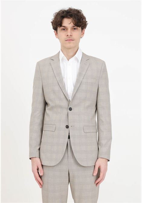 Beige checked pattern men's jacket SELECTED HOMME | 16092555Sand